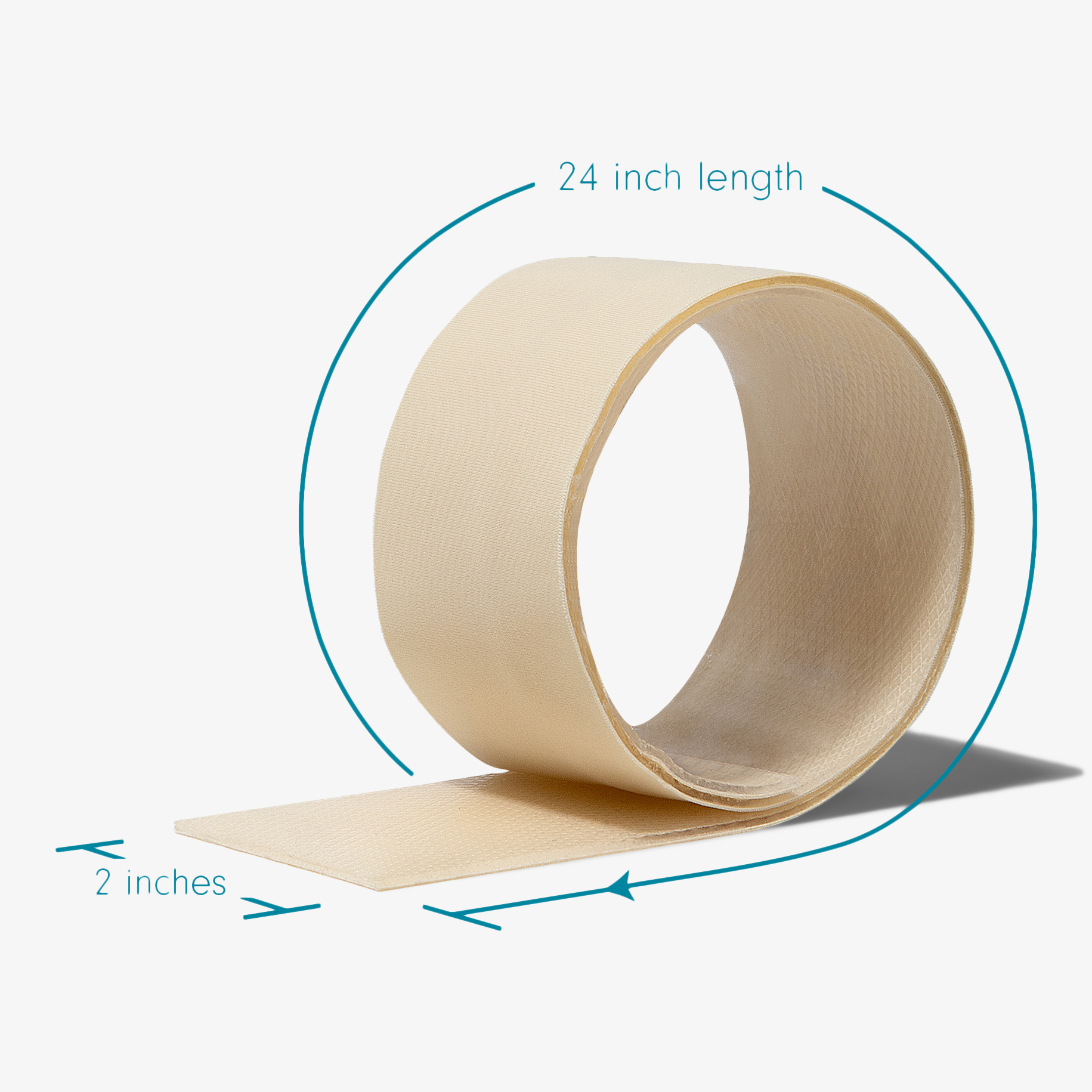 Advanced Medical-Grade Silicone 2" x 24" Roll showing dimension of product | beige