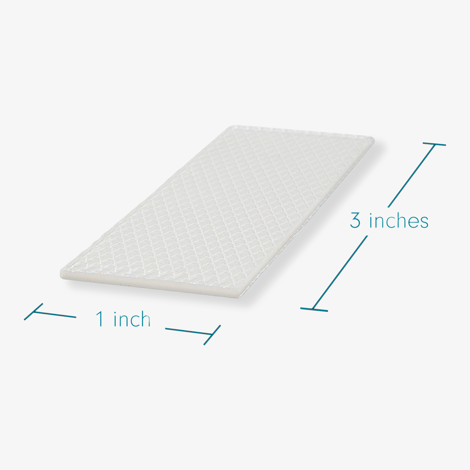 Advanced Medical-Grade Silicone 1" x 3" strips showing product dimension | clear