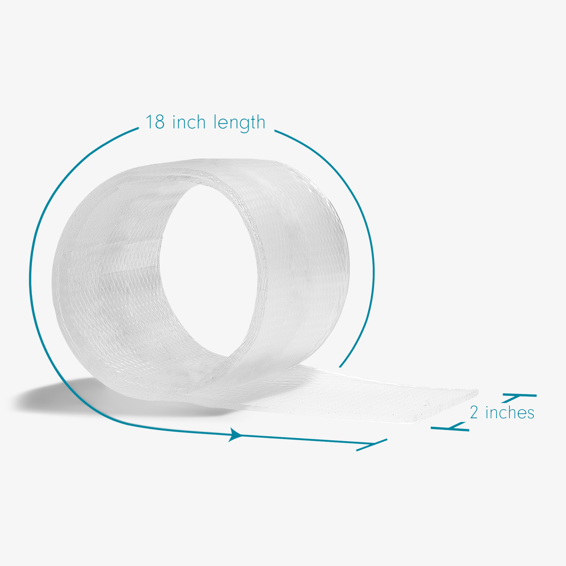 Advanced Medical-Grade Silicone 2" x 18" Roll showing dimension of product | clear
