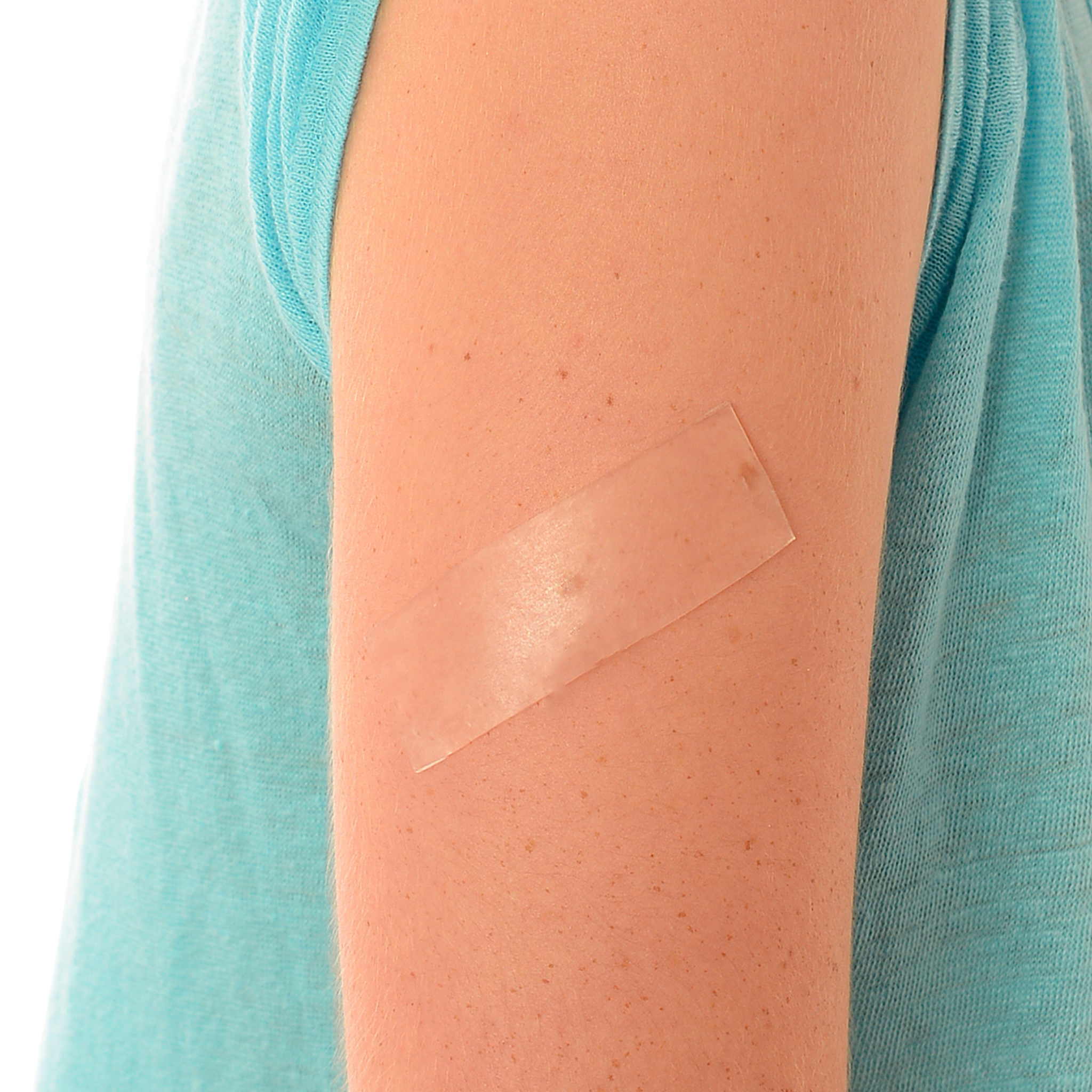 Advanced Medical-Grade Silicone 1" x 3" strips on caucasian women's arm | clear
