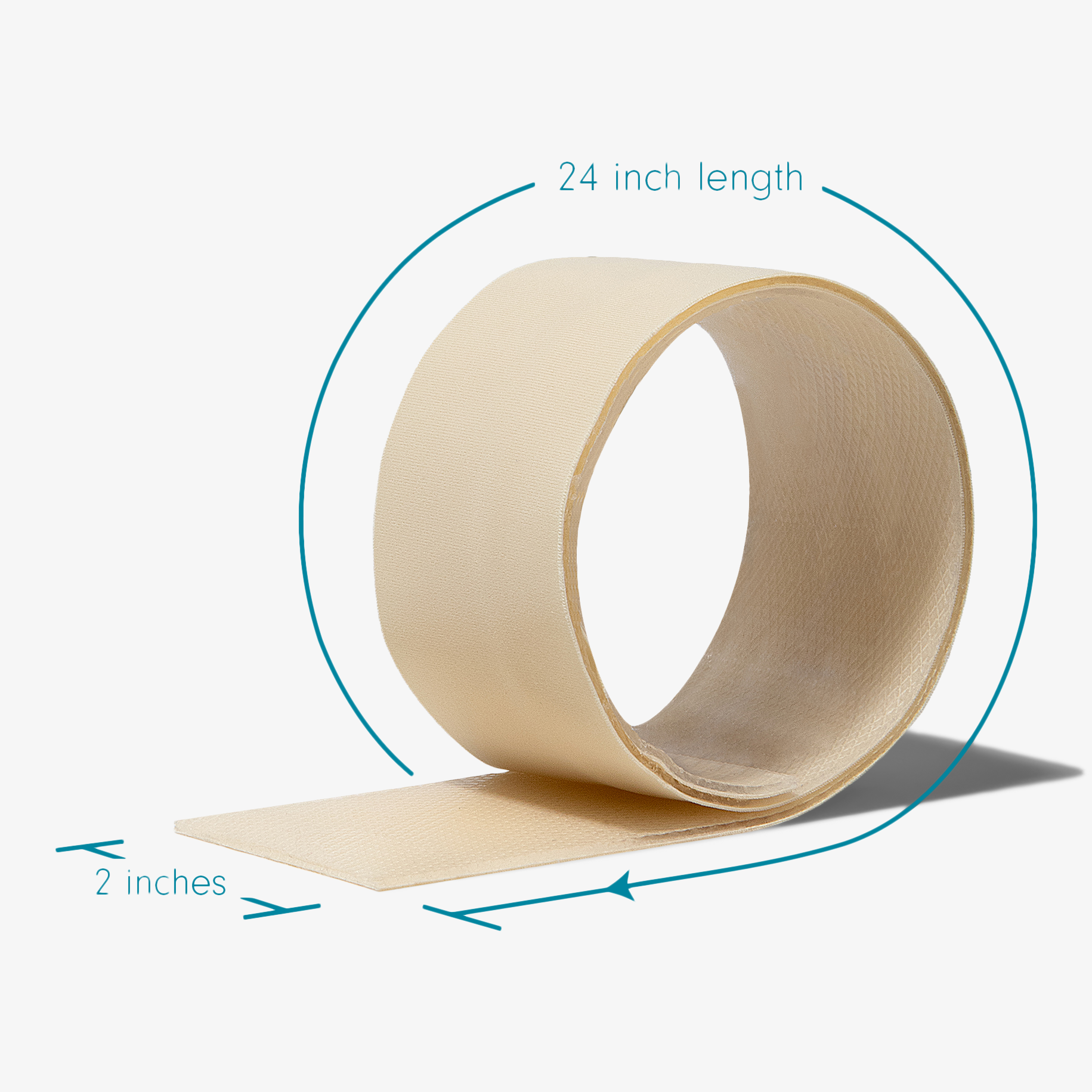 Advanced Medical-Grade Silicone 2" x 24" Roll showing dimension of product | beige  