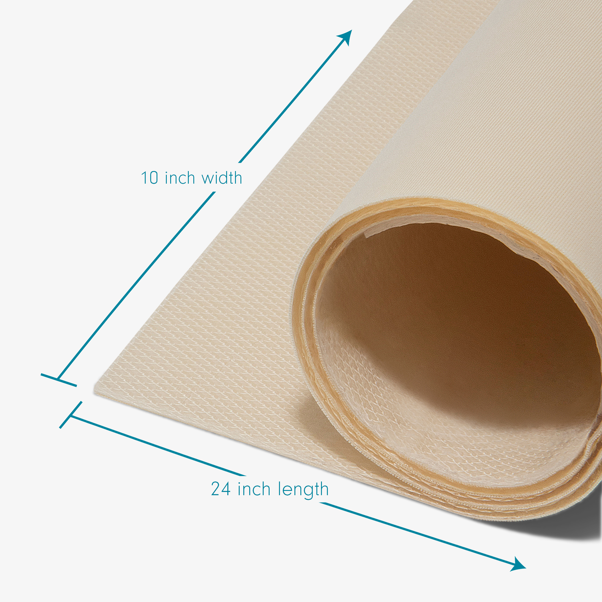 Advanced Medical-Grade Extra-Large 10" X 24" Silicone Sheet showing dimension of product | beige