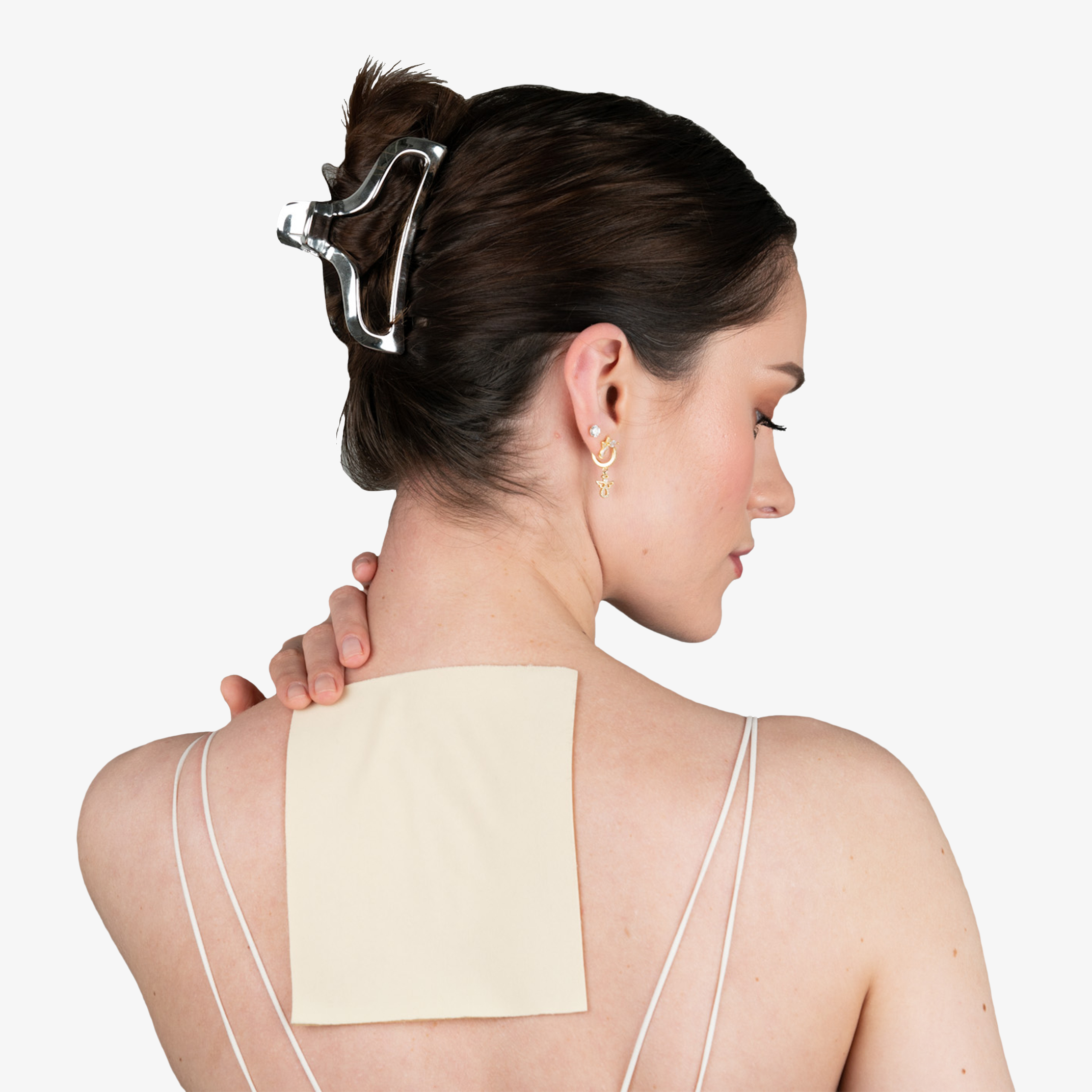 Advanced Medical-Grade Silicone Sheet 5" x 6" on caucasian women's back| beige