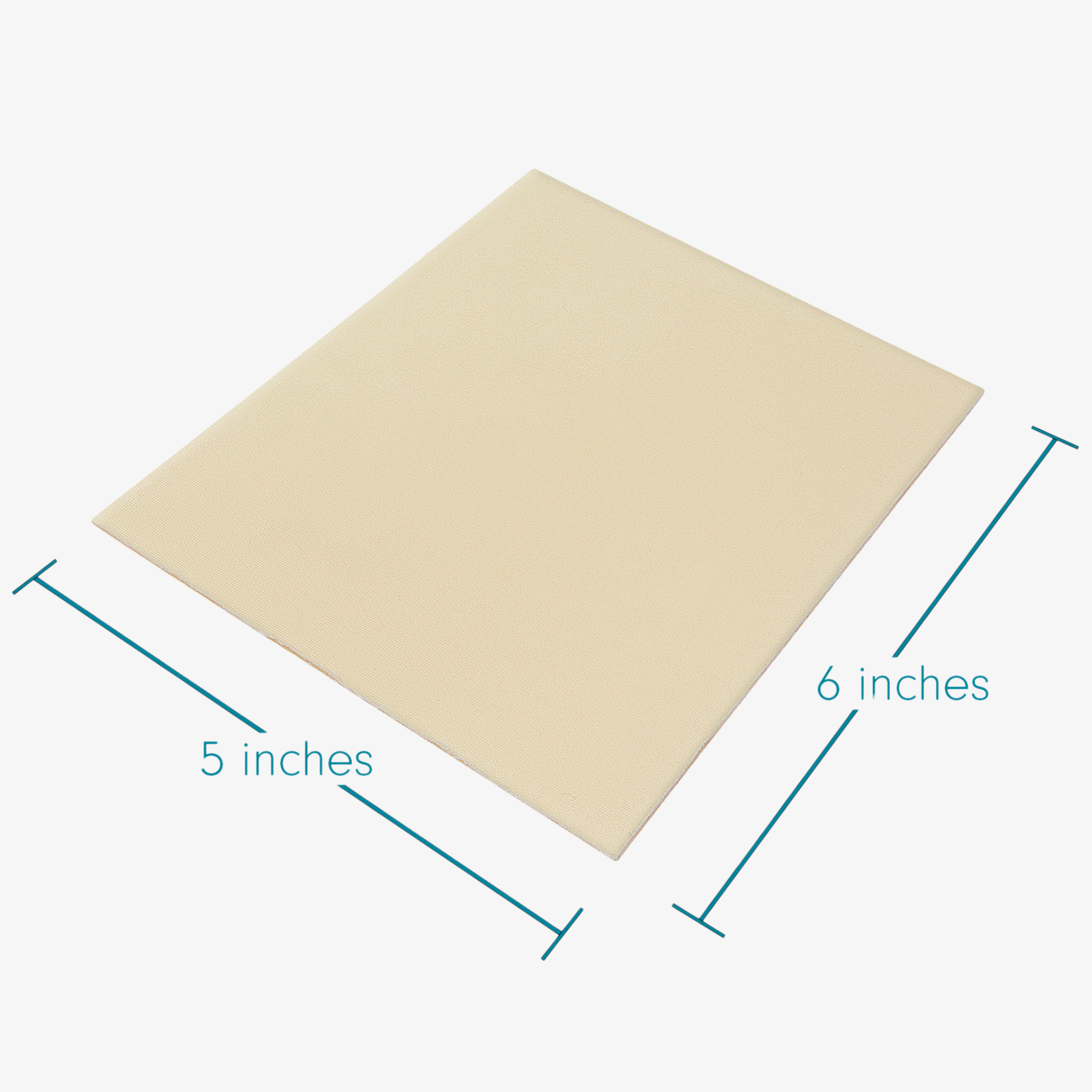 Advanced Medical-Grade Silicone Sheet 5" x 6" showing dimension of product | beige